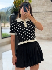 CROPPED BOTÕES POLO POÁ - PRETO/OFF WHITE
