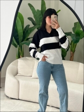 BLUSA POLO LISTRADA TELMA - PRETO