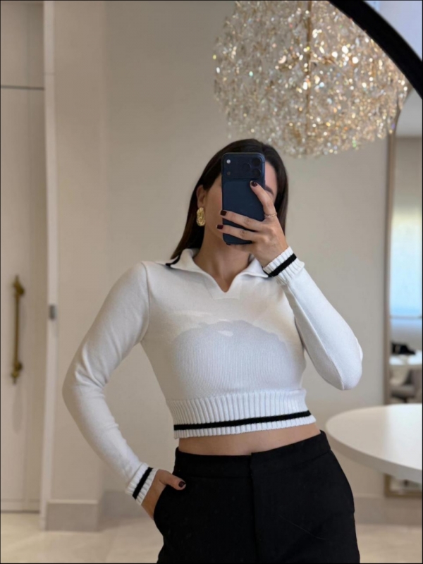 CROPPED POLO TAIS - Branco