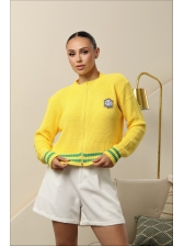 JAQUETA ZIPER BRASÃO BRASIL - AMARELO
