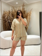 CONJUNTO SAIDA SHORT - Areia com bege