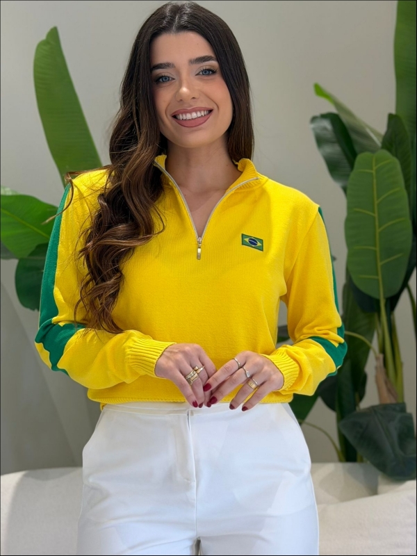 BLUSA BANDEIRA ZIPER - AMARELO