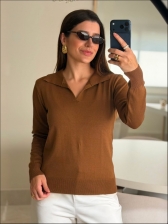 BLUSA ARY MANGA LONGA LISA - CARAMELO