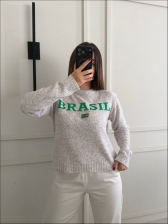 BLUSA MOUSSE BANDEIRA - BRANCO MESCLA