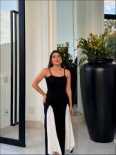 VESTIDO LOS ANGELES - PRETO COM BRANCO