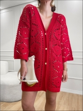 CARDIGAN RENDADO ADELAIDE - VERMELHO