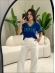CROPPED NEW BRASIL - AZUL BIC/ VERDE