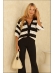 CAMISA TRICOT LISTRAS - PRETO/OFF WHITE