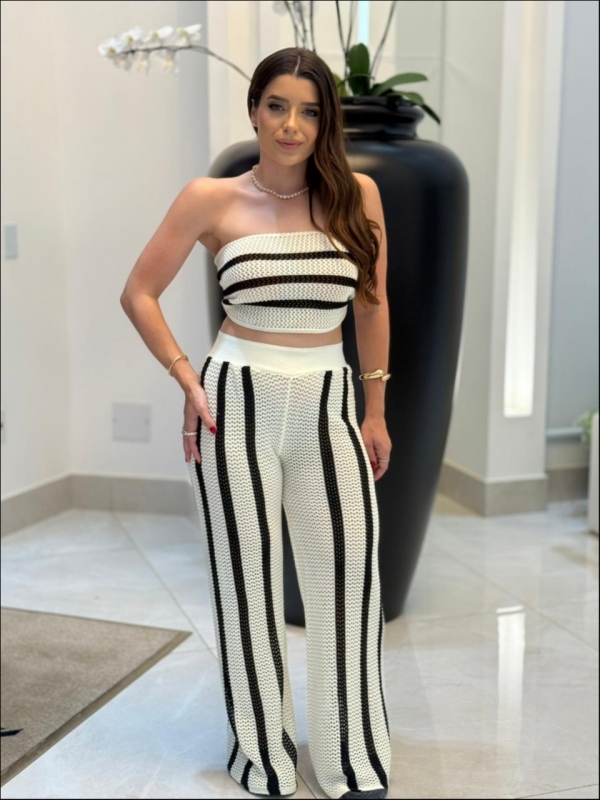 CONJUNTO CAMILE - Off white com preto
