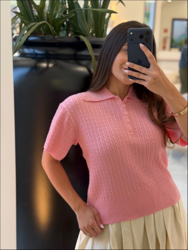 TSHIRT TRANÇA BIA - ROSA BEBE