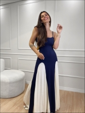 VESTIDO LOS ANGELES - AZUL MARINHO/OFF WHITE