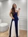 VESTIDO LOS ANGELES - AZUL MARINHO/OFF WHITE