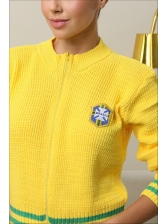 JAQUETA ZIPER BRASÃO BRASIL - AMARELO
