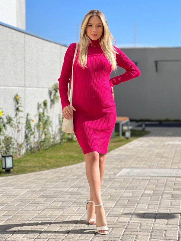 VESTIDO CANELADO MIRELLA - Pink