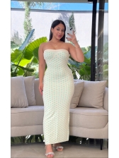 VESTIDO POA TOMARA QUE CAIA - OFF WHITE COM VERDE