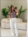 TSHIRT LISTRAS ARY - BERINJELA/AZUL BEBE/ OFF WHITE