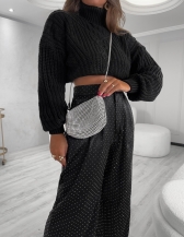 CROPPED RELEVO MAQUINA 3 GOLA ALTA - Preto