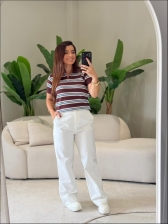 TSHIRT LISTRAS ARY - BERINJELA/AZUL BEBE/ OFF WHITE