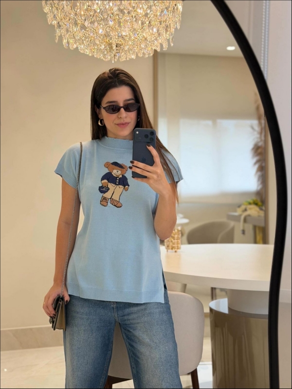 BLUSA URSO JOSY - AZUL BEBE