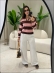 BLUSA POLO TATI - MARROM COM ROSA