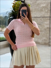 TSHIRT LISTRADA RAFAELA - ROSA BEBE