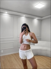 CONJUNTO SHORT BABADO - BRANCO