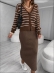CASACO LISTRADO ROSANA - Marrom com off white
