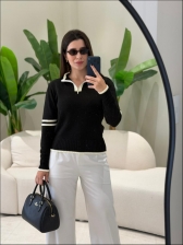 BLUSA BICOLOR DECOTE COM ZIPER - PRETO
