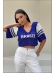 CROPPED BICOLOR RENDADO BRASIL - AZUL BIC