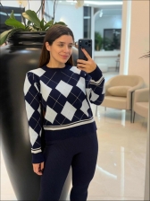 BLUSA ESCOCESA GERLANE - AZUL MARINHO/ AZUL BEBE