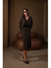 CONJUNTO LISTRADO MYLA - PRETO/CARAMELO