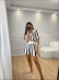 CONJUNTO SHORT LISTRAS VERTICAIS - BRANCO/ AZUL MARINHO