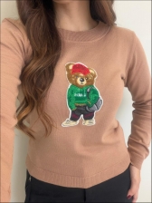 BLUSA URSO BONÉ VERMELHO - BEGE NOVO