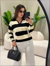 BLUSA POLO TATI - PRETO/OFF WHITE