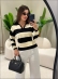 BLUSA POLO TATI - PRETO/OFF WHITE