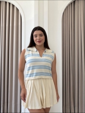 MAXI CROPPED BICOLOR RITA - OFF WHITE/ AZUL BEBE