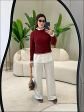 BLUSA BICOLOR VANESSA - MARSALA/OFF WHITE