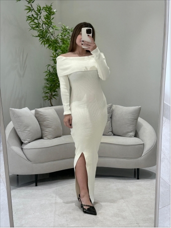 VESTIDO CANELADO OMBRO A OMBRO KAMALEAO