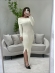 VESTIDO CANELADO OMBRO A OMBRO KAMALEAO - OFF WHITE