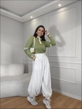 BLUSA BICOLOR DECOTE COM ZIPER - VERDE MALVA