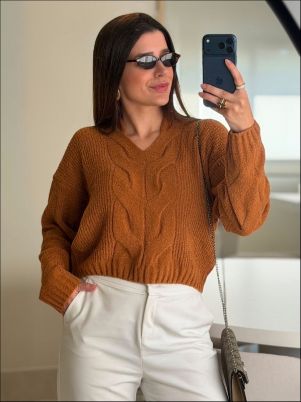 BLUSA TRANÇA MINEIA - FERRUGEM