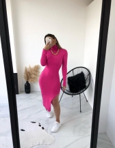 VESTIDO MIDI COM GOLA - Pink