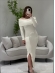 VESTIDO CANELADO OMBRO A OMBRO KAMALEAO - OFF WHITE