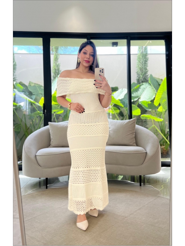 VESTIDO COM PALA RUBIANA - OFF WHITE