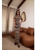 VESTIDO POLO LISTRADO - CARAMELO/OFF WHITE