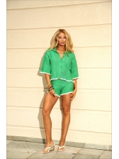 CONJUNTO SHORT LORETA - VERDE BANDEIRA COM BRANCO