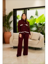 CONJUNTO ELISANGELA - VINHO/OFF WHITE/PRETO
