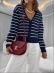 CASACO LISTRADO ROSANA - Azul marinho com off white
