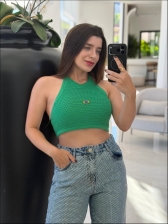 TOP APLIQUE BANDEIRA - VERDE BANDEIRA