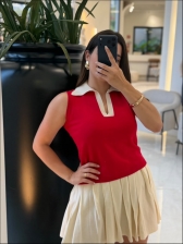 REGATA BICOLOR POLO - VERMELHO